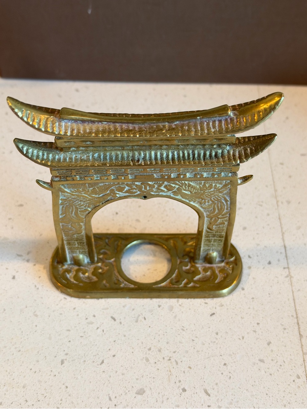 Brass Asian-Inspired Decorative Incense Holder - Gold Tone